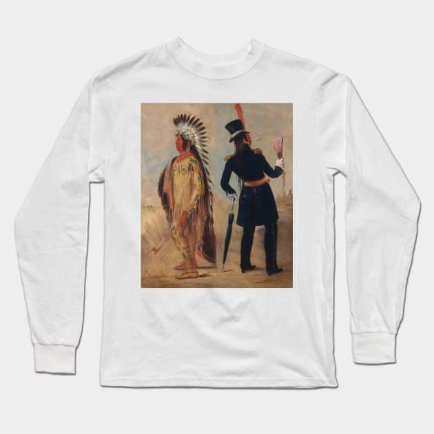 Wi-jun-jon, Pigeon's Egg Head (The Light) Going To and Returning From Washington by George Catlin Long Sleeve T-Shirt by Classic Art Stall